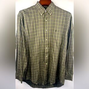 Ralph Lauren Shirt Men's 16.5 34 35 Green‎ Brown Plaid Yarmouth Button